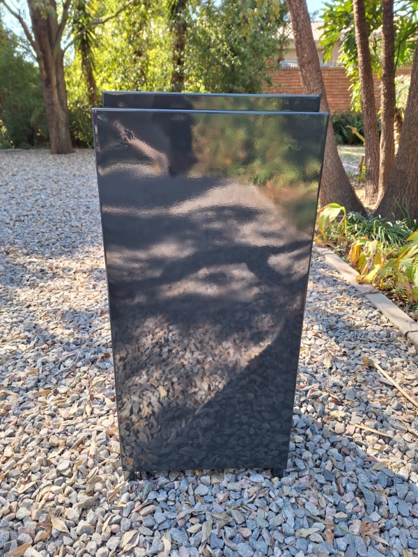 Photo of a square steel litter bin in South Africa