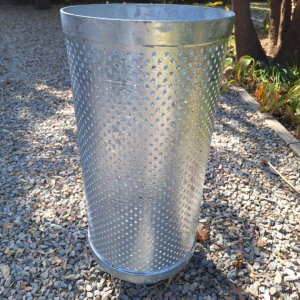 Photo of a round steel litter bin
